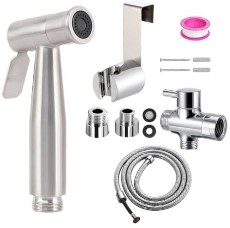 Pulvérisateur De Bidet Pour Toilettes En Acier Inoxydable Pulvérisateur Manuel Avec Vanne G1/2 Pouce Et Pulvérisateur G3/8 Pour Hygiène Personnelle Nettoyage Couches Bébé Bac De Lit