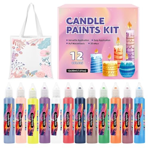 yupeuooe Glasmalstifte, Kerzenwachsstift-Set, 12 leuchtende Farben, zum Schreiben, Zeichnen, Dekorieren, Kit für Festival, Hochzeit, Urlaub, Geburtstag, Party, Basteln auf Glas-Tragetaschen