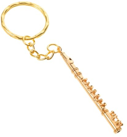 DEARMAMY Miniatura Flauto in Metallo Argento Decorazione Elegante e Resistente Portachiavi con Design Musicale Vintage per Amanti della Musica e Uscite Quotidiane