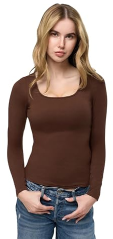 creamy fabrics Damen Top mit integriertem BH Langarm | Stützender Innenbereich mit herausnehmbaren Pads für glatte Linien flexiblen Sitz und cleane Outfits