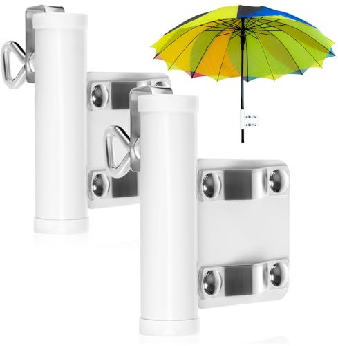 com-four® 2X Soporte de Sombrilla - Paragüero para Balcón, Terraza o Mesa - Gancho para Postes de Paraguas hasta Ø 28 mm, Grosor Panel hasta 30 mm (02 Piezas - Mango Porta Parasol)
