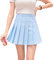 Hoerev Femmes Filles Courte Haute Taille plissé Skieur Jupe école de Tennis, Bleu,EU 36,M