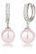 Schöner-SD Creolen 925 Silber Ohrringe mit Zirkonia und 10mm Perle hell rosa