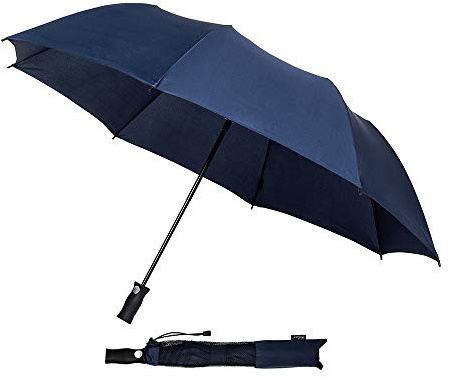 Großer Regenschirm, faltbar, automatisch, Unisex, für Damen und Herren – Automatisches Öffnungssystem – Schutz XXL mit 120 cm Durchmesser – winddicht und widerstandsfähig mit 8 Streben aus Fiberglas – Blau