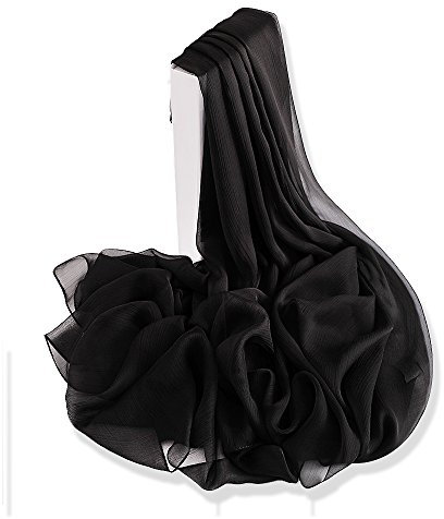YFZYT Plain Farbe Schal Chiffon Stola Scarves in verschiedenen Farben, Leichtgewicht Damen Schal für Alltag und Muttertagsgeschenke - Schwarz