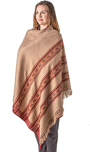 Om Shanti Crafts Meditation oder Gebetsschal oder einfarbige Decke, Wollschal, Wickeltuch, Oversize-Schal, Unisex, Braun, 7.5' x 3.5'