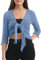 Love My Fashions® Women’s Fish Net Knitted Tie Up Bolero Shrug Top Ladies 3/4 Sleeve One Size Fits All Denim Blue