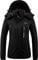 GEMYSE Damen Wasserdichte Berg-Skijacke Winddichte Fleece Outdoor-Winterjacke mit Kapuze (Schwarz,XL)