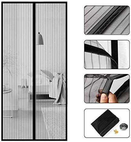 SODKK ODKMagnetica 200X250Cm, Nero Resistente Traspirante Zanzariere, in Vetroresina, Totalmente Magnetica, Adatto per Porte Fino