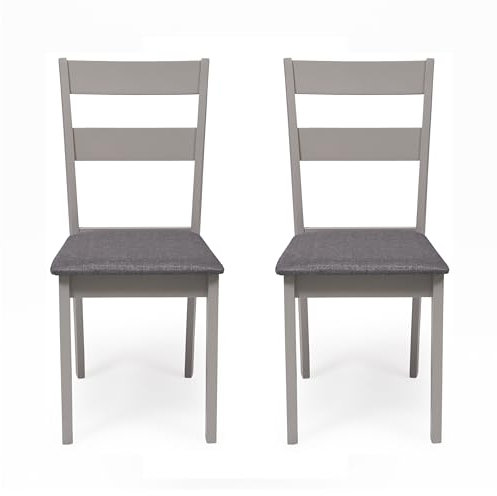 Homely - Pack de 2 sillas de Comedor o Cocina Dallas, Estructura de Madera lacada en Color Gris Claro, Asiento tapizado en Tela Color Gris, de 40,5x48,5x89 cm