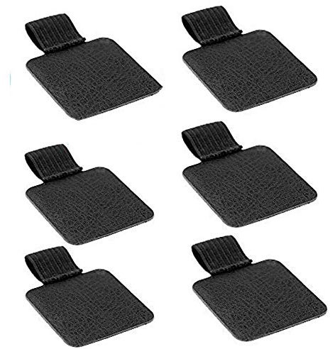 Stifthalter Selbstklebend,6 Pack Square Form Stiftschlaufe Halter Leder Elastische Stiftschlaufe für Notebook Kalender Schwarz