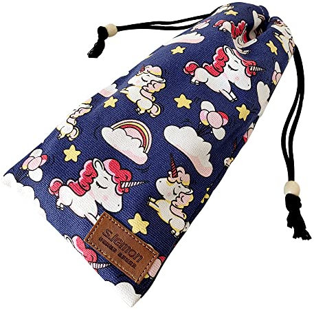 s.lemon Tanz Schuhbeutel Baumwolle Kordelzug Tasche für Spitzenschuh Ballettschuhe,Blaues Einhorn