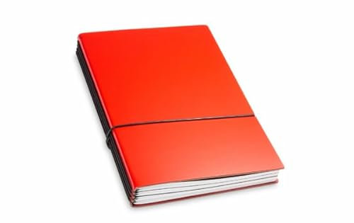 X17 Notizbuch A5,rot; aus recyceltem Leder. Austauschbare Notizhefte (blanko, liniert, kariert, gepunktet) Made in Germany