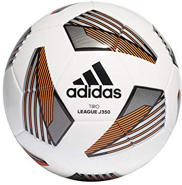 Adidas, Sport Performance Tiro LGE Junior 350 Football, Trainingsball, Weiß/Schwarz/Silber Met./Team Solar Orange, 4, Unisex-Adult