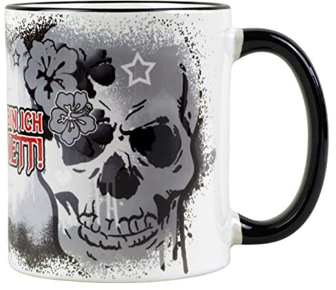 Fördeblau Tasse mit Totenkopf und Spruch - Lustige Kaffeetasse mit auswählbarem Statement für Büro & Zuhause - Coole Geschenkidee Skull Fans - Kreative Spruchtasse