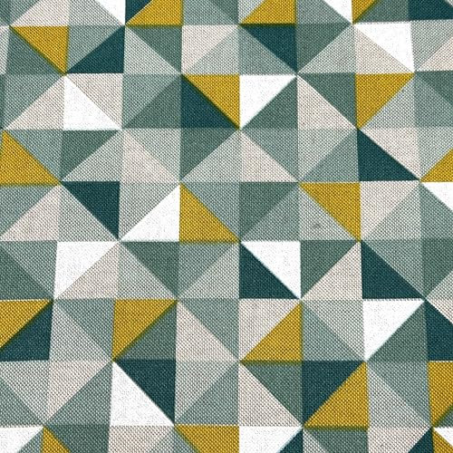 MAGAM-Stoffe Jasper Canvas Stoff Möbel Polsterstoff Oeko-Tex Meterware 50cm (Dreiecke petrol)
