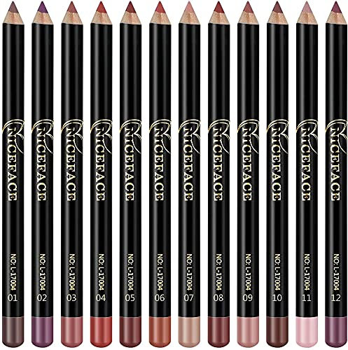 12 Farben Bleistift Matte Lip Liner Set, langlebig, wasserdicht, glatt, natürlich, professionell Make-up Lipliner Bleistift Set für Frauen