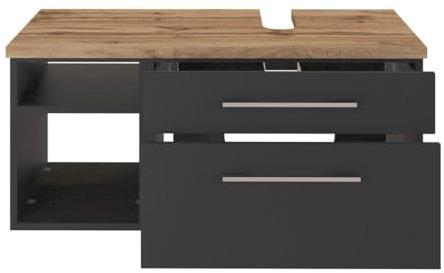 Waschbeckenunterschrank Dasa (rechts) 90 cm mit 2 Schubladen – Graphit/Grau matt