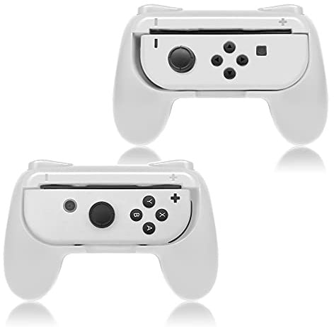 Joycon-Griff & Halterung für Nintendo Switch/OLED, Weiß, 2er-Pack | (Nicht für Switch 2) FYOUNG Ergonomische Controller-Griffe für Handheld-Modus, Komfortabler Halter Zubehör