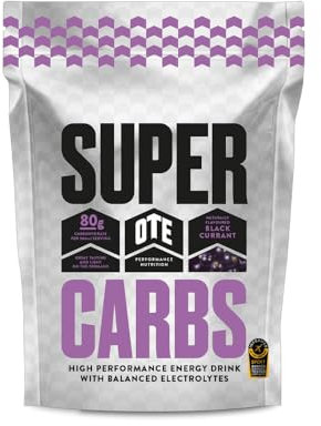 OTE Super Carbs - Energy Supplement Drink with 80g of Carbohydrates and a Balance of Electrolytes - Vegan-Friendly - 10 Servings (Blackcurrant)