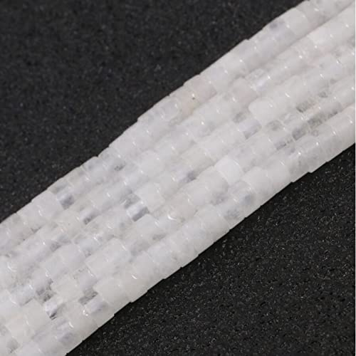 ACYUNLEI 1 Strand Natural Gemstone Heishi Beads - 4x2mm Loose Flat Round Undyed Cylinder Spacer Stones for Bracelet Earrings Jewelry Making - White Jasper