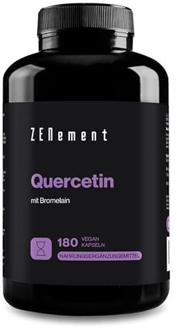 Quercetin, with Bromelain, 180 Vegan Capsules | Anti-ageing, Healthy Ageing, Antioxidant | 100% Natural Ingredients, Vegan, Additives Free | Zenement