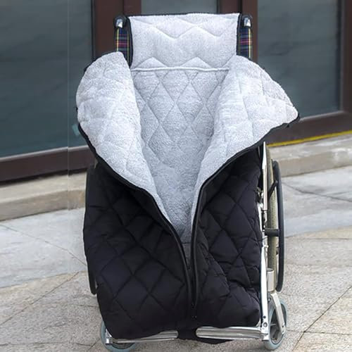 jiele Winter Thicken Wheelchair Warmer Blanket, Windproof Fleece Lined Cozy Leg Cover with Zipper for Leg Lower Body Warm for Elderly Patients and Disabled, Black