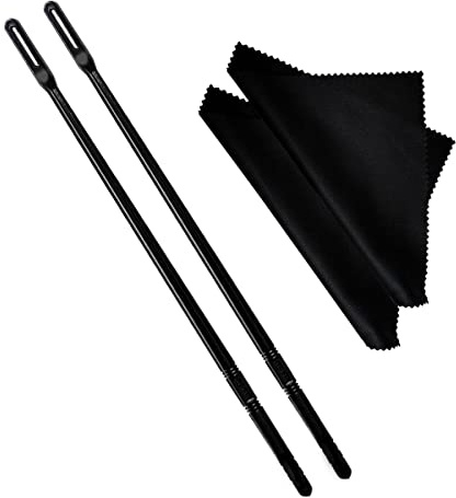2 Sets Flute Cleaning Rod and Cloth, Flute Cleaning Kit, Flute Cleaning Rod and Flute Cleaning Cloth, Cleaning Swabs Flute Cleaning Cloth, Flute Cleaning Rod, Flute Cleaning Cloth (Black)