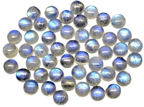 Regenbogen-Mondstein 4mm Runde Cabs Kalibrierter blauer Feuer-Regenbogen-Mond-Cabochon-Edelstein 1 Stck