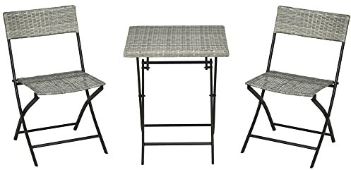 Outsunny Ensemble de meubles de balcon 3 pièces avec 2 chaises pliantes, table pliante, salon de jardin, meubles de jardin, meubles de jardin, ensemble de sièges, métal, gris clair