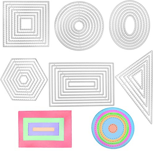 SENHAI Stanzschablonen-Set aus Metall, verschiedene Formen, Stanzformen, Polygon, Prägewerkzeuge für Kartenherstellung, Zubehör, Album, Scrapbooking, 6 Stück