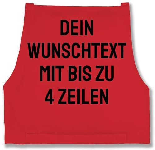 Schürze - Aufdruck selbst gestalten - Wunschtext I Eigener Text I Personalisierter Text I Custom Text - 85x69 - Rot - kochschürze bedrucken lassen kochschuerze maenner personalisierte name
