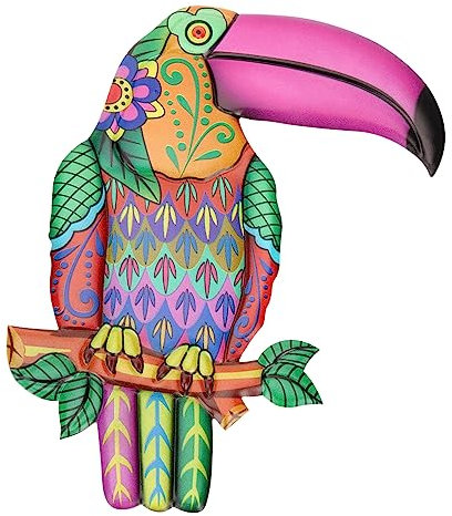 Garneck Eisen-tukan-Ornament Wandkunst Mit Tropischen Vögeln Bunte Vogelkunstwand Metall Papagei Wandkunst Vogel Wandkunst Aus Metall Papagei Wanddeko Aus Metall Ara Draussen Ornamente 3D