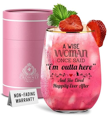 CROWNLY CRYSTAL® Personalised Gifts for Women Gin Glass Colleague Leaving Gifts for Her Presents for Women Birthday Gifts for Women Alcohol Gift Set Red Wine Glasses Gift Ideas Friend Gifts for Women