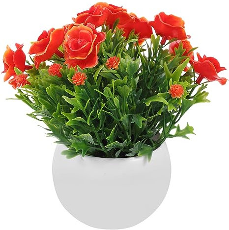 Cabilock Kleine Pflanzentopfdekoration Plastikblumen-Bonsai Künstliche Grünpflanzen Kunstpflanzen Mit Blumen Kleine Im Topf Kunstplastikpflanzen Bonsai-Figur Modell PVC Anlage