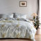 Michorinee Housse de Couette 220x240 Feuilles de Palmier Tropicales Gris et Or Parure de Lit Botanique Fermeture Éclair - Linge de Lit 2 Personnes Adulte avec 2 Taies d'oreiller 65x65 cm