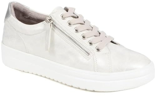 Pavers Womens Chunky Platform Trainers in Silver Shimmer - Comfortable Shoes - Lace-Up & Zip Fastening with Cushioned Insole for Everyday Wear - UK Size 6