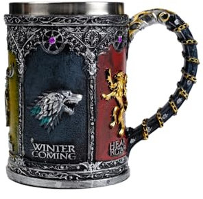 CTIMEAN Cerveza y tazas de café para hombres y mujeres vikingos nórdicos fiesta de decoración Gótica para decorar el regalo de dragón del coleccionista de dragones (Lion Head A)