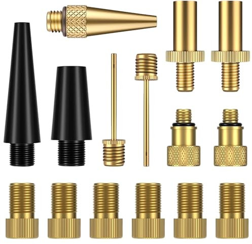 Adattatore Valvola Bici, 15 Pezzi Adattatore Gonfiaggio Bici, SV DV AV Kit Gonfiaggio Bici, Adattatore Valvola Presta, Adattatore Pompa Bicicletta Adatto per Pneumatici per Palloncini e Cuscini D'aria