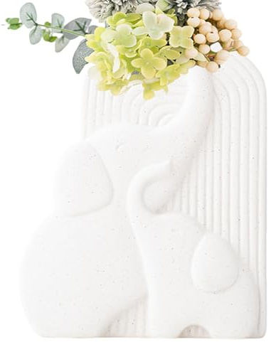 usefulbeauty Elefanten-Keramikvase, Elefantenvasen, Heimdekoration | Weiße Vase, Cartoon-Blumenvase, Dekorative Keramikvase, Weiß, Blumenvase für Zuhause, für