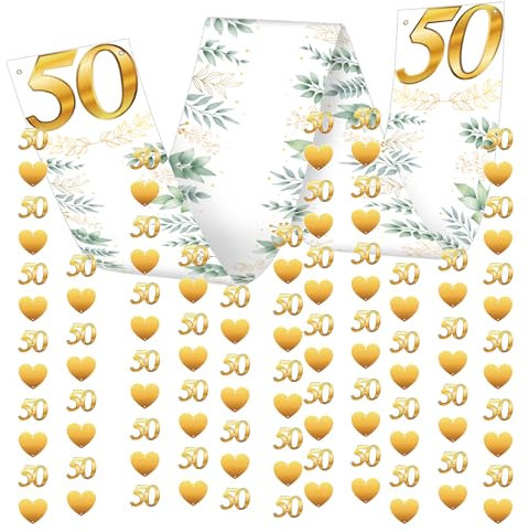 WEDNOK 50 Jahrestag Hängende Banner 270x30cm 50. Jubiläum Deckendakoration Goldene Hochzeit Party Deko 50 Hochzeitstag Hängende Deko Goldene Hochzeitsdeko für Paare 50 Jahrestag Hochzeit Feier