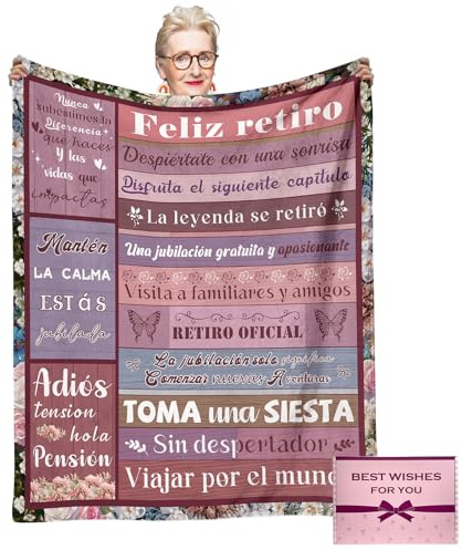 NlsqEU Regalo Jubilacion, Jubilacion Manta, Jubilacion Regalo para Hombre Mujer, Regalo Divertido Manta Franela Feliz Regalo de Jubilación 59 * 51 Pulgadas (Español)