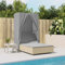 Somanki Doppel-Sonnenliege mit Dach und Vorhängen Beige Poly Rattan, Gartenliege, Liegestuhl, Sonnenstuhl, Sonneninsel Outdoor, Liegen, Gartenmöbel, Bäderliege, Relaxliege - 368102