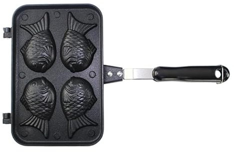 Bafnsiji Non Stick Waffle Maker, Taiyaki Fish Shape Cake Pan, Taiyaki Japanese Fish-Shaped Pancake Double Pan, Aluminium Alloy Fish-Shaped Pancake Double Pan