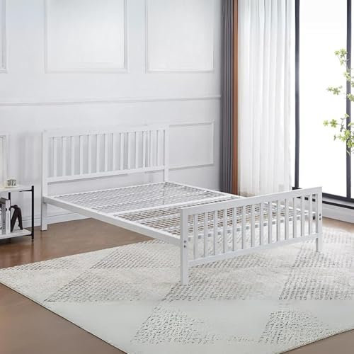 Reinforced Beds, 4'6FT HOLKHAM BED, Robust Mesh Base and Solid Metal Bed Frame, Exclusive Product, Easy Assembly (White, Double)