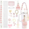 17 Pcs Cup Accessories Set for Stanley, Including Water Bottle Handle Strap, Straw Cover for Stanley, Cup Boot for Stanley, Charms for Stanley Cup 30oz & 40 oz Tumbler (Pink)