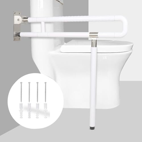 Barras Minusvalidos,Barra Baño Minusvalido,Barra Minusvalidos Baño,Rotación vertical de 90 °,con función de visión nocturna,Soporta Hasta 600 kg para Ancianos y materna (Blanco, 75cm)