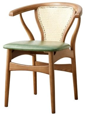 Lijiaxiuyc-101 Gartenstuhl Rattan-Sessel mit tropischem Geflecht, Moderne Rattan-Esszimmerstühle, gepolsterte Rattan-Akzentstühle Freizeitstuhl(Teak)