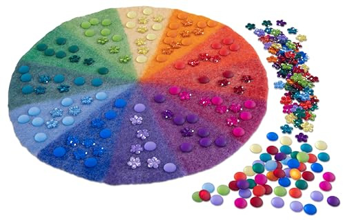 Betzold Regenbogen Filzmatte mit Funkelsteinen 241 teilig Farbkreis Farben