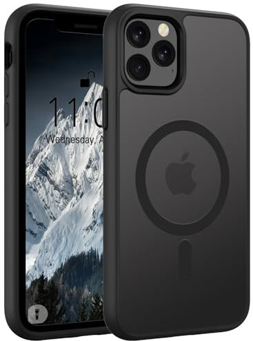 Andwing für iPhone 11 Pro Max Hülle Magnetisch [Kompatibel mit MagSafe] Matt Anti-Fingerprint Schutzhülle – Stoßfest Militärstandard (MIL-STD-810G), Ultradünn für iPhone 11 Pro Max.Schwarz